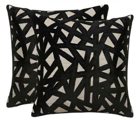 Abstract Velvet Pillow Cover in Black, Kravet Woven Textiles