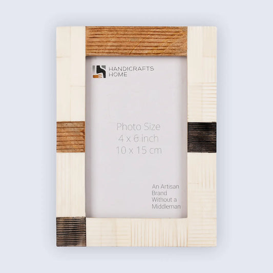Picture Frame Neutral Patchwork Collection Horn, Bone & Wood Multi-Tone – 4x6 & 5x7"