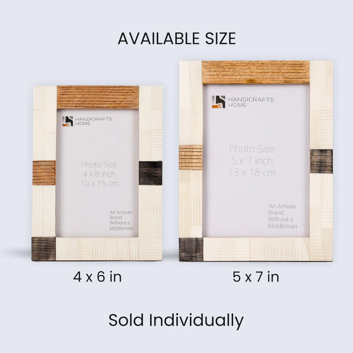 Picture Frame Neutral Patchwork Collection Horn, Bone & Wood Multi-Tone – 4x6 & 5x7"