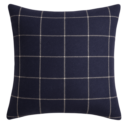 Bancroft Wool Pillow Cover in Navy Blue, Schumacher Textiles
