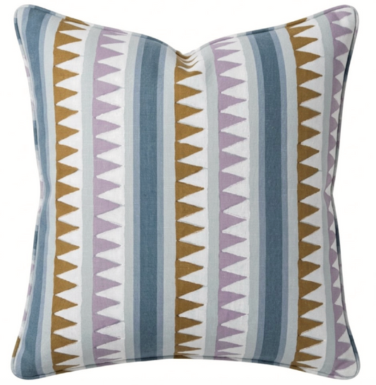 Lomita Striped Pillow Cover in Lavender and Blue, Thibaut Pillows